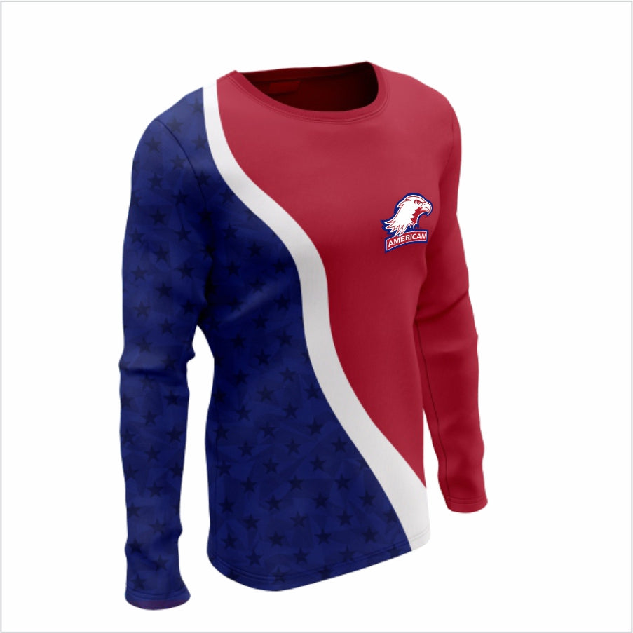 American University Long-Sleeve Performance Shirt –Patriot Edition