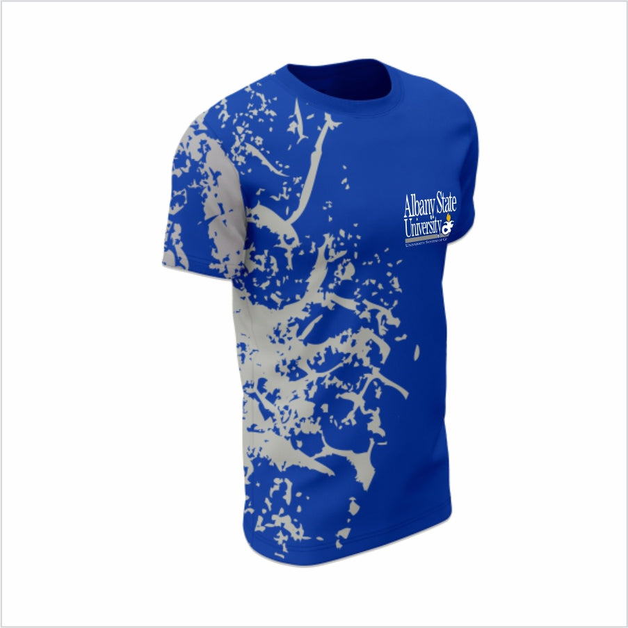 Albany State University Short-Sleeve Performance Shirt –ASU Blue Abstract Burst Tee