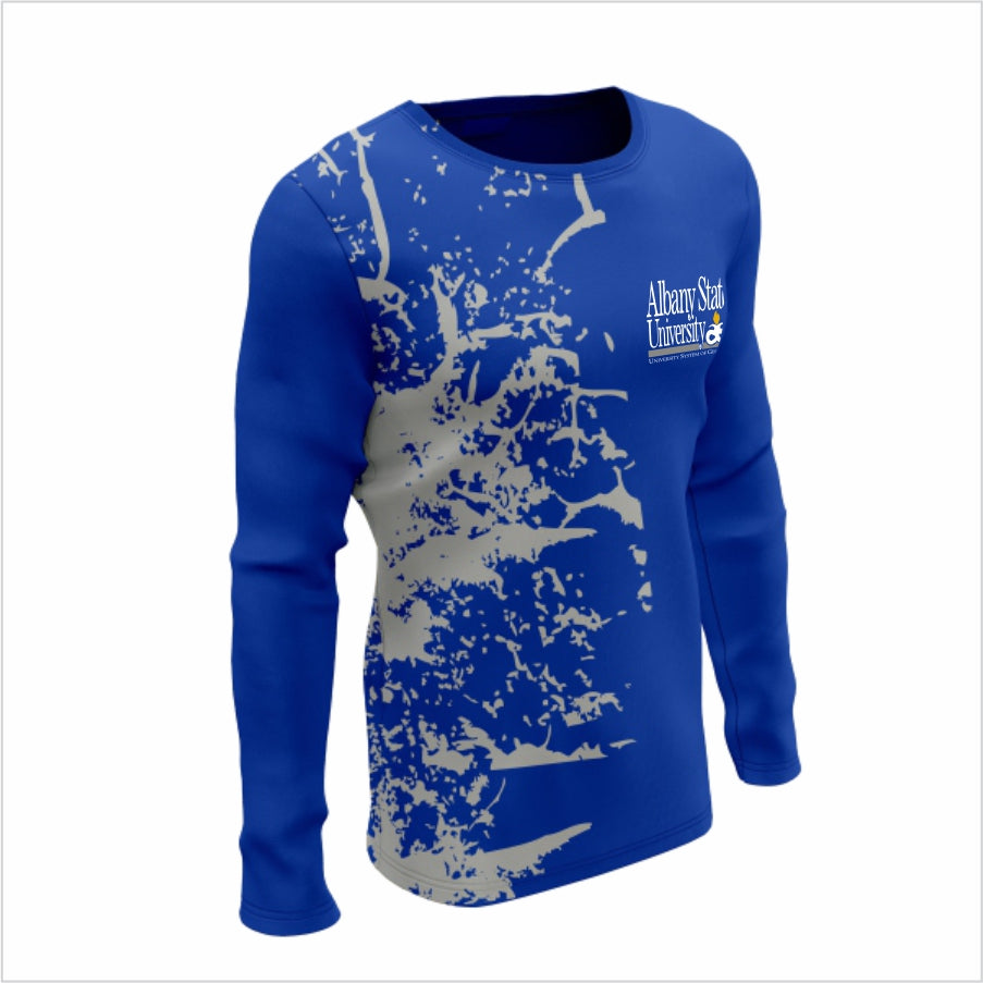 Albany State University Long-Sleeve Performance Shirt-ASU Blue Splatter Edge Tee