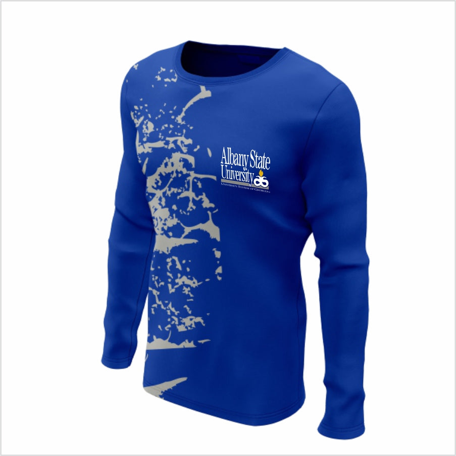 Albany State University Long-Sleeve Performance Shirt-ASU Blue Splatter Edge Tee