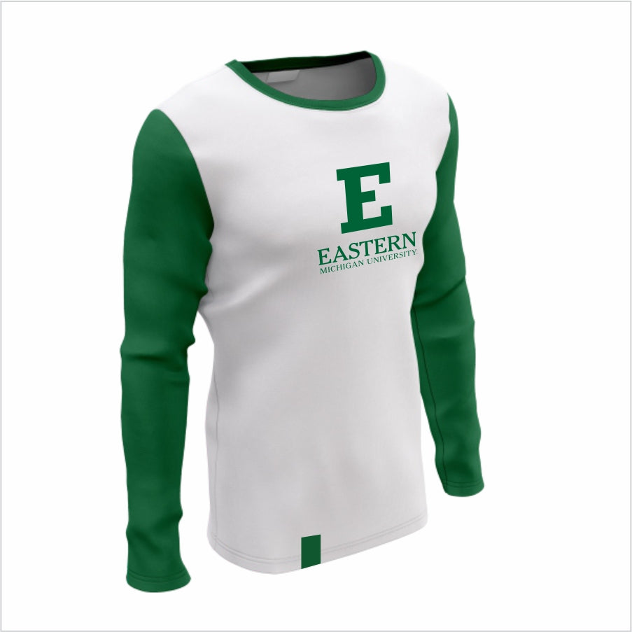 Eastern Michigan University Long-Sleeve Performance Shirt- Green & White Motion Tee