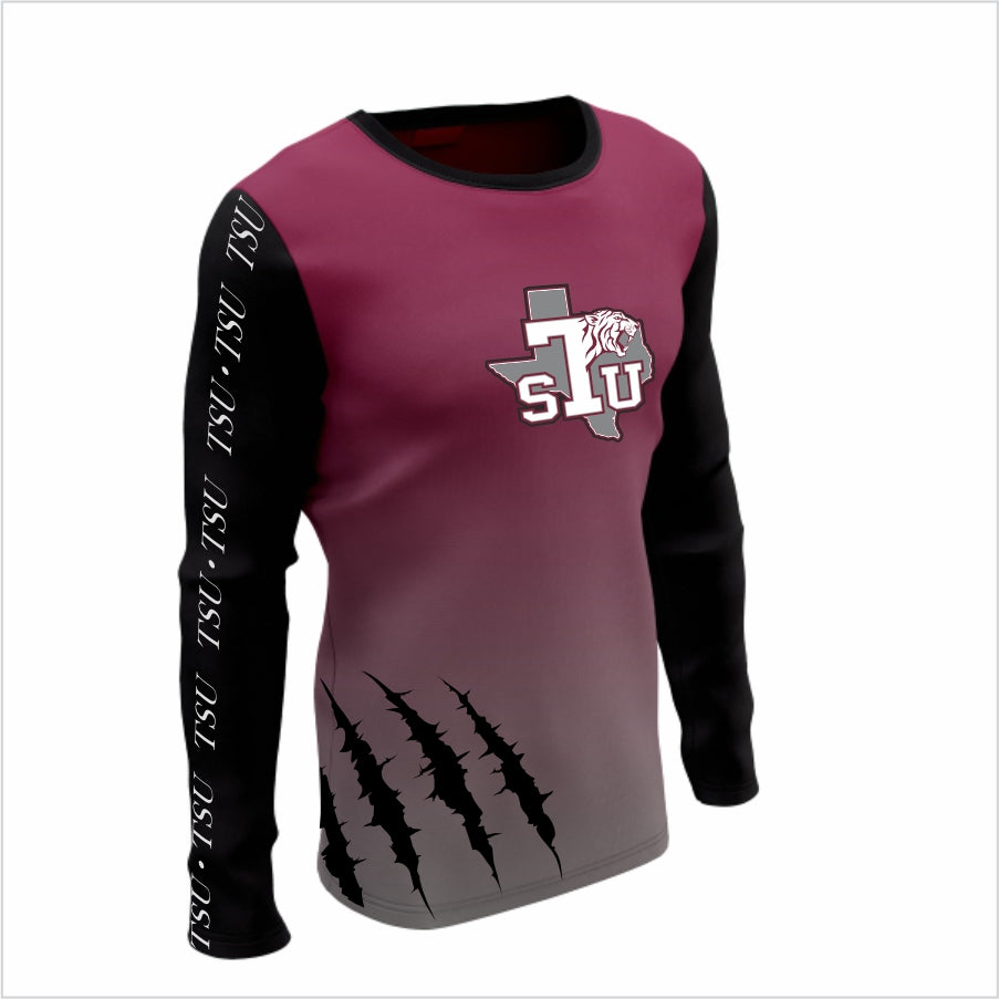 Texas Southern University Long-Sleeve Performance Shirt- TSU Clawmark Gradient