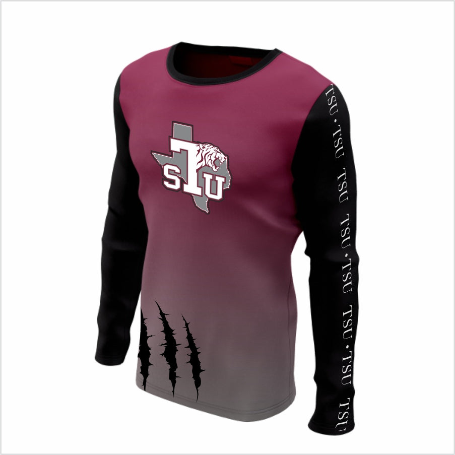Texas Southern University Long-Sleeve Performance Shirt- TSU Clawmark Gradient